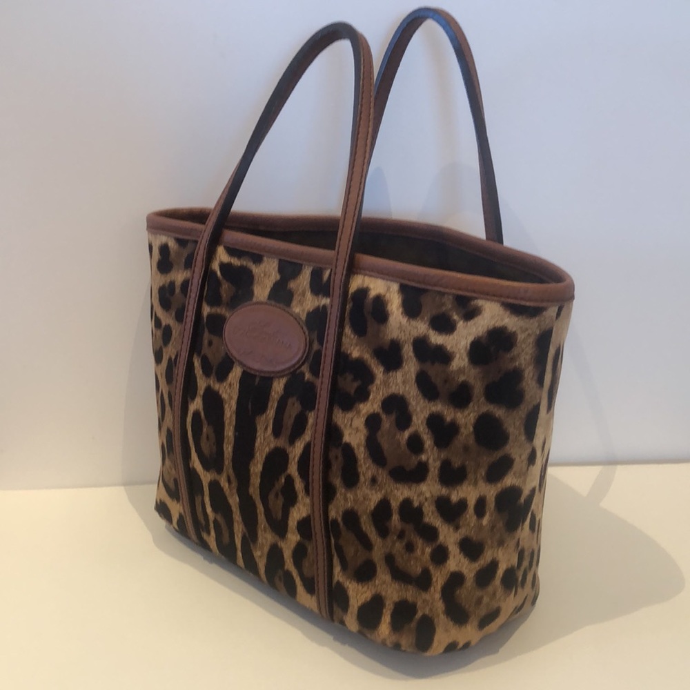 ๐HPx2๐Dolce & Gabbana 1672 Dark Brown Black Canvas leopard tote - Picture 8 of 8